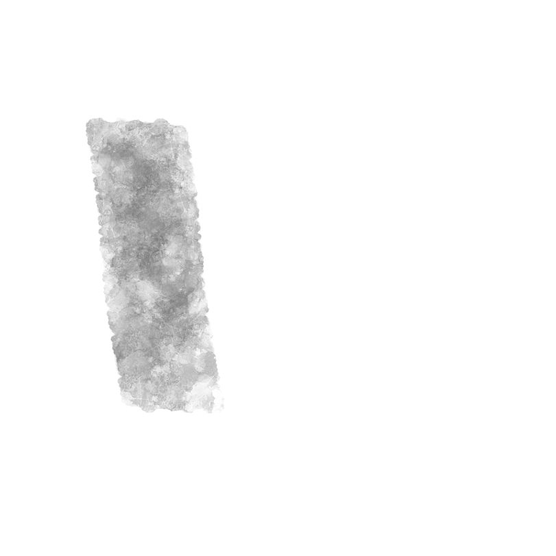 A black brush stroke on a white field